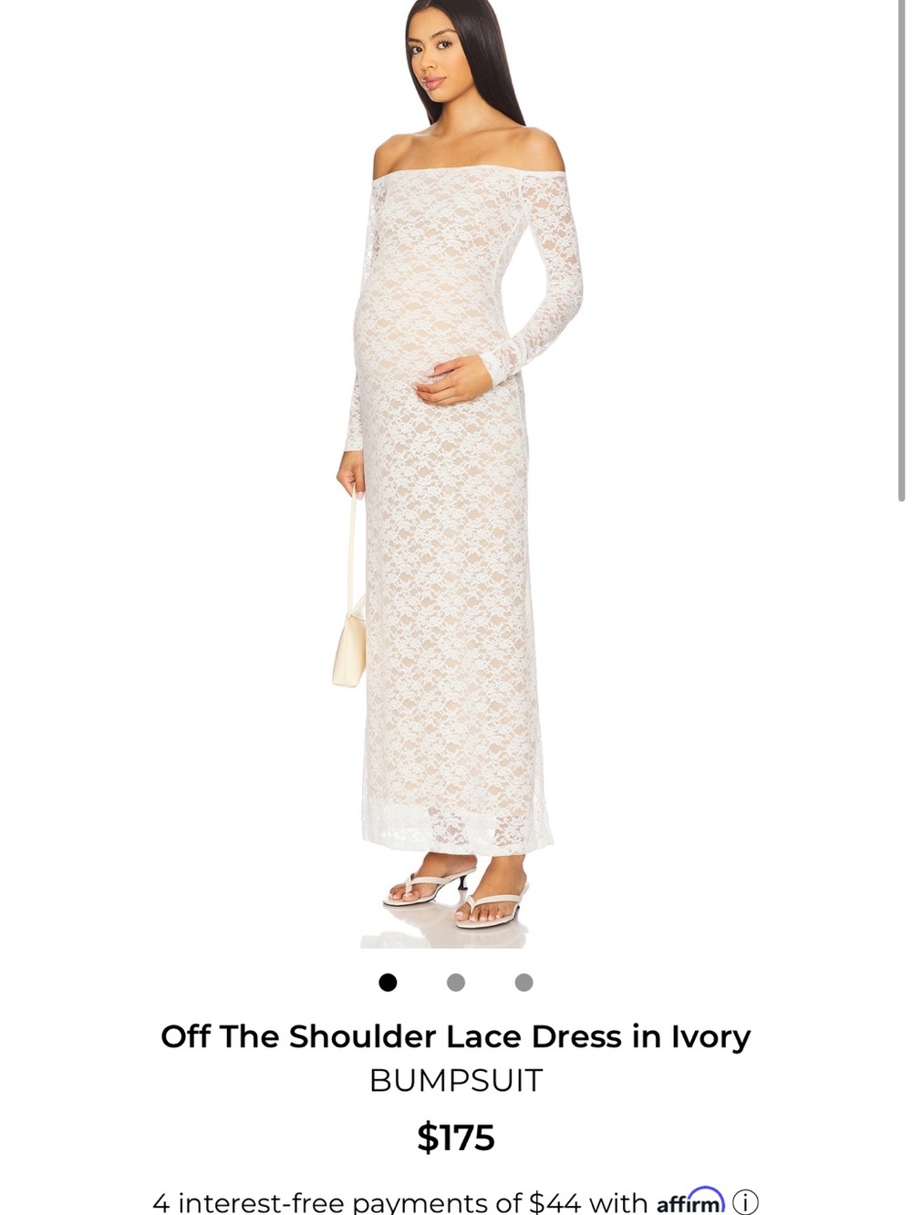 Bumpsuit Off-The-Shoulder Lace Maxi Dress in Ivory
